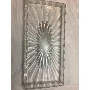 Federal Glass Windsor Pattern Clear Cut Rectangle 8 3/8 X 4 1/2 Cheese tray